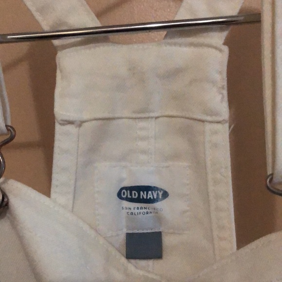 White Cotton Blend Denim Overalls, 5 Pockets - Picture 7 of 8